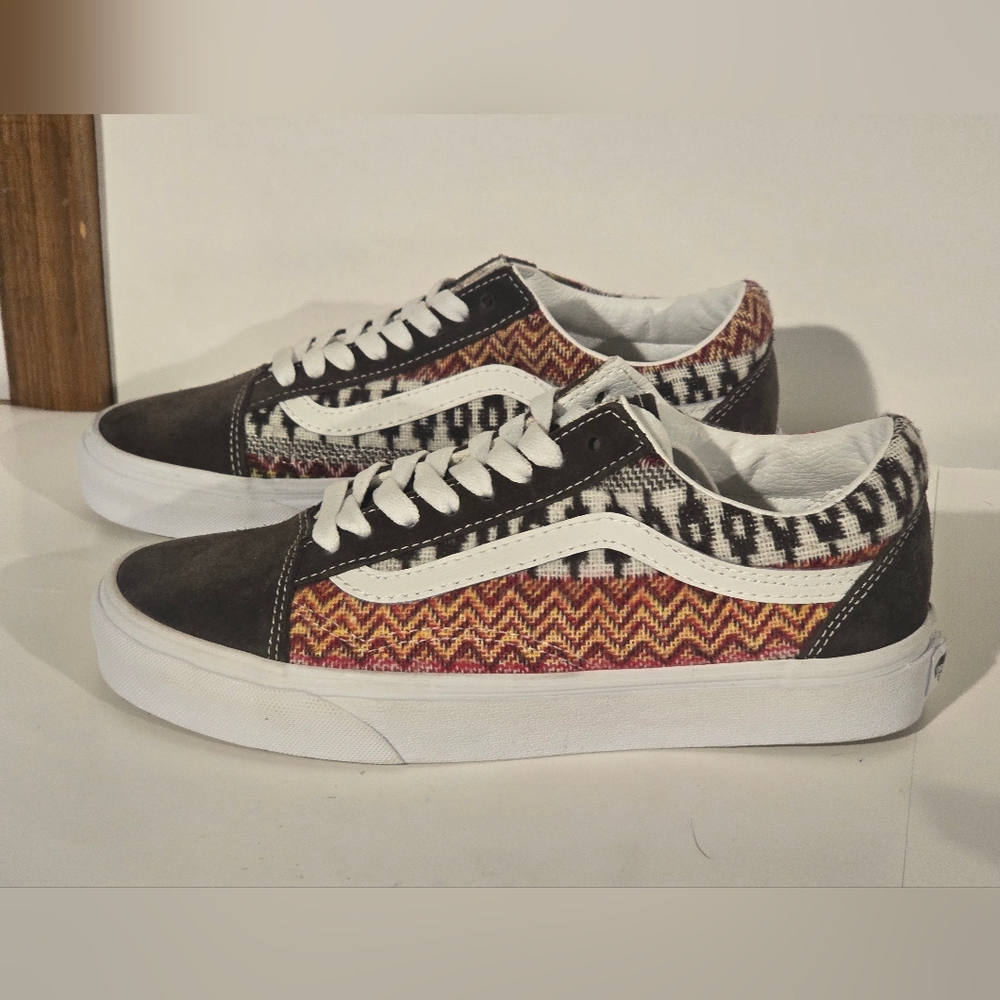 Vans Brown Multi-Pattern Low Top Sneakers